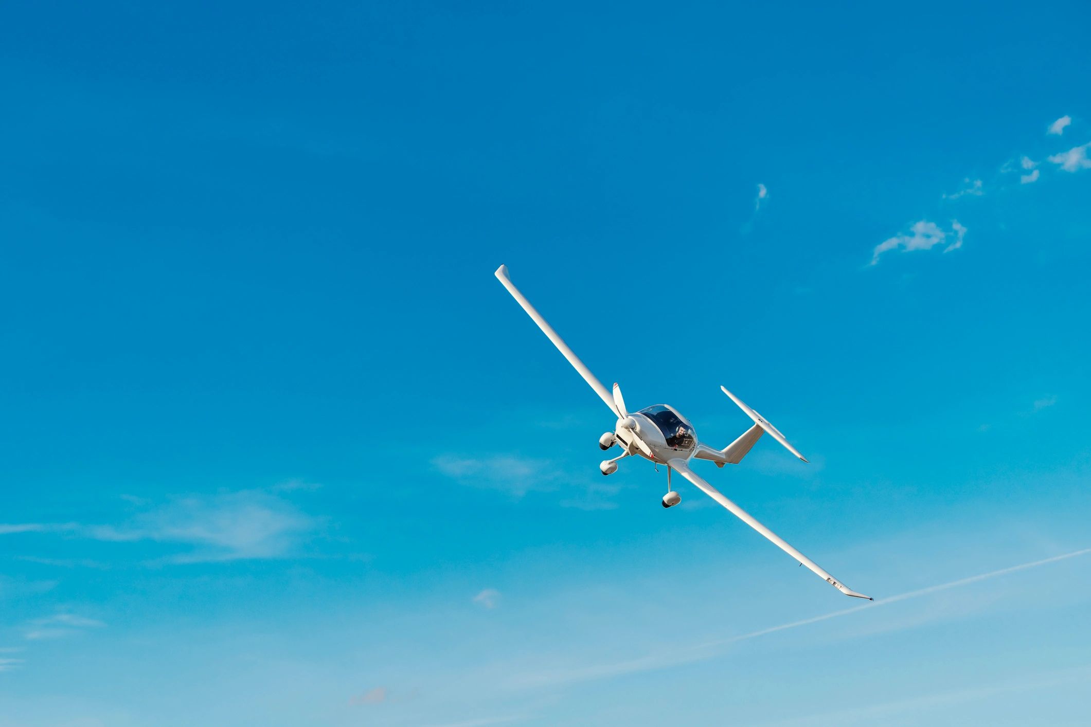 Small propeller airplane in flight